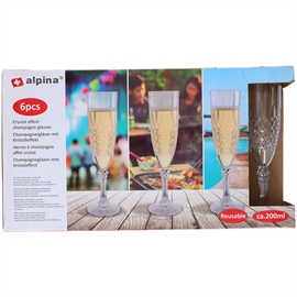 Alpina Champagneglas genanvendelig 6x200ML